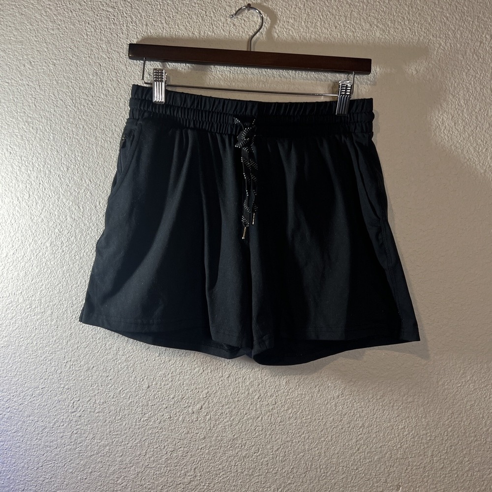 Pacific Trail Womens BLACK Cozy Short Zipper Pocket Elastic Waistband SMALL